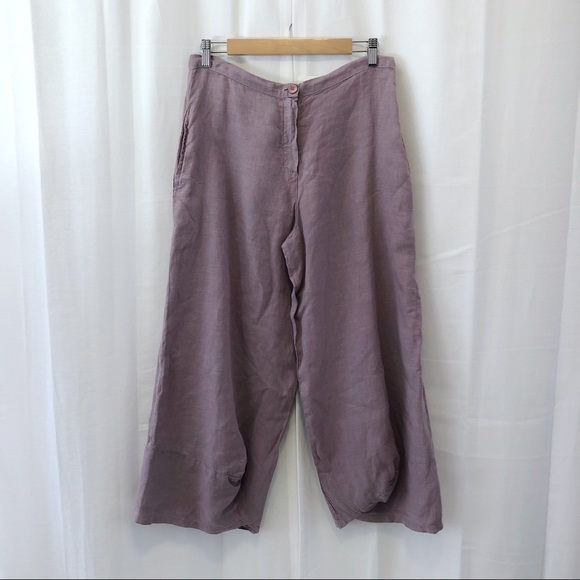 NWT Arthurio Lino mauve linen harem crop pants S - Picture 1 of 8